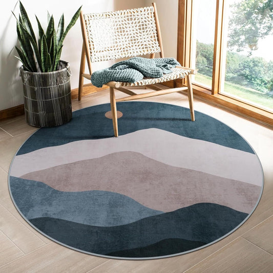 RUG ROBOT Round Rugs, Modern Area Rug for Living Room, Non-Slip Washable Rug with Nature Inspired Design for Bedroom, Dining Room, Stylish Indoor Circular Abstract Rug Home Decor