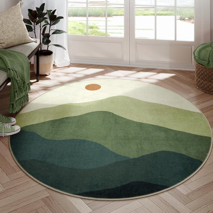 RUG ROBOT Round Rugs, Modern Area Rug for Living Room, Non-Slip Washable Rug with Nature Inspired Design for Bedroom, Dining Room, Stylish Indoor Circular Abstract Rug Home Decor