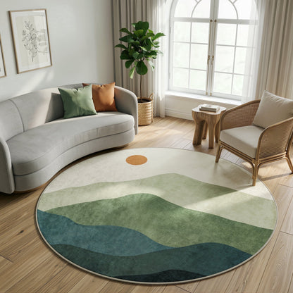 RUG ROBOT Round Rugs, Modern Area Rug for Living Room, Non-Slip Washable Rug with Nature Inspired Design for Bedroom, Dining Room, Stylish Indoor Circular Abstract Rug Home Decor