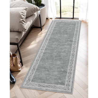 RUG ROBOT Modern Bordered Kitchen Runner Rugs Non Skid Washable, Rug Runners for Hallways Non Slip Ultra-Thin Carpet for Entryway Laundry Room Bedroom