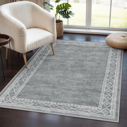 RUG ROBOT Modern Bordered Kitchen Runner Rugs Non Skid Washable, Rug Runners for Hallways Non Slip Ultra-Thin Carpet for Entryway Laundry Room Bedroom