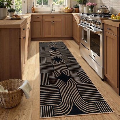 RUG ROBOT Modern Geometric Rugs for Living Room, Washable Easy Jute Indoor Outdoor Area Rugs for Entryway, Non Slip Farmhouse Throw Carpet for Home Office Bedroom Deck Porch