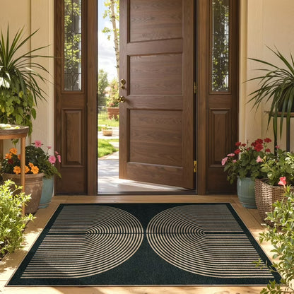 RUG ROBOT Modern Rainbow Easy Jute Rug, Patio Rug Washable Rugs for Entryway Farmhouse Area Rug, Non Slip Indoor Door Mat Contemporary Throw Rug for Laundry Guestroom Room Patio Decor