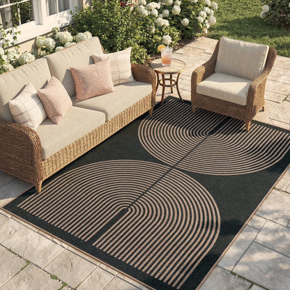 RUG ROBOT Easy Jute Rug, Washable Non Slip Area Rugs for Living Room, Modern Rainbow Indoor Outdoor Rugs, Farmhouse Carpet Natural Rug for Dining Room Bedroom Deck Porch