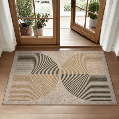 RUG ROBOT Easy Jute Rug, Washable Non Slip Area Rugs for Living Room, Modern Rainbow Indoor Outdoor Rugs, Farmhouse Carpet Natural Rug for Dining Room Bedroom Deck Porch
