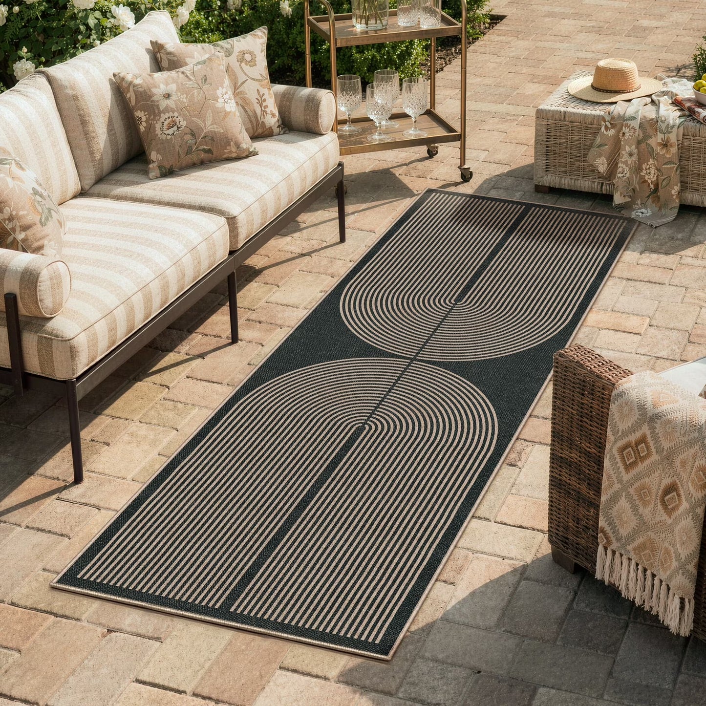 RUG ROBOT Easy Jute Rug, Washable Non Slip Area Rugs for Living Room, Modern Rainbow Indoor Outdoor Rugs, Farmhouse Carpet Natural Rug for Dining Room Bedroom Deck Porch