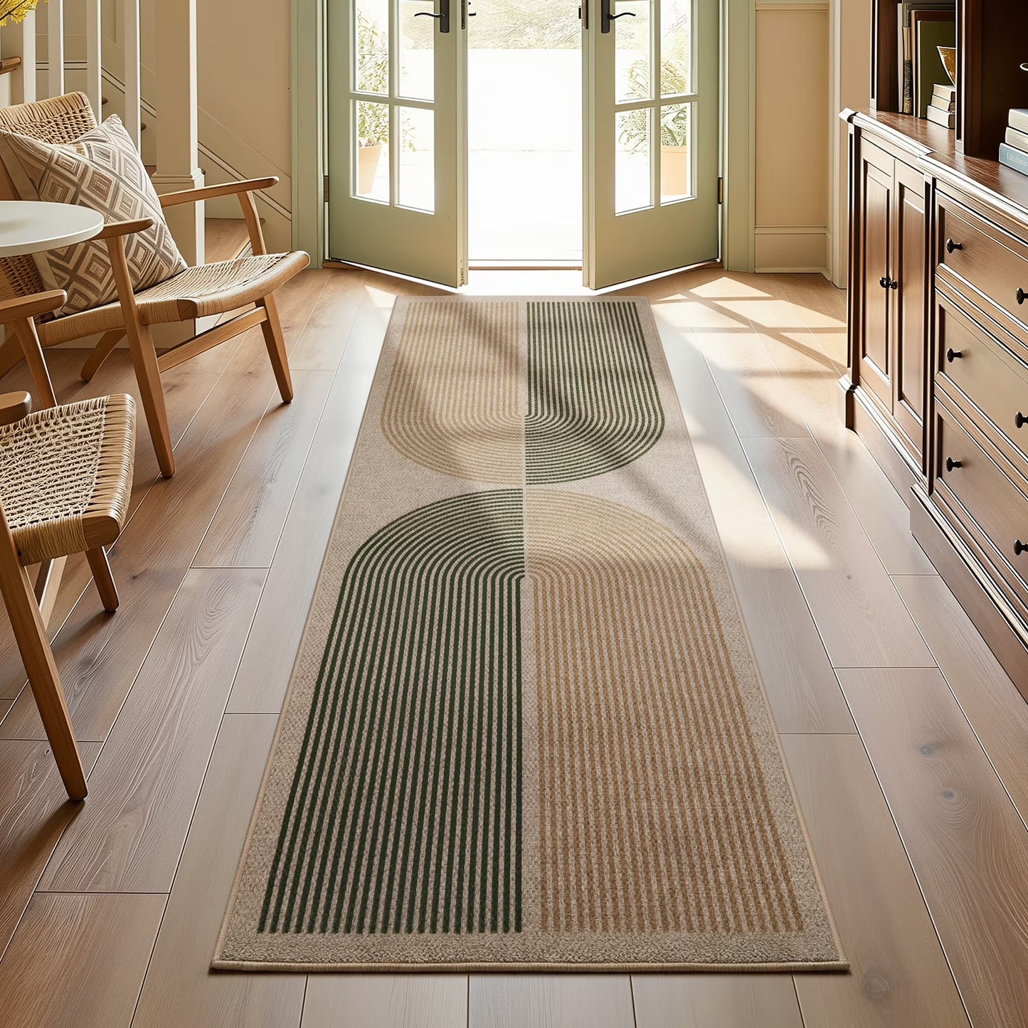 RUG ROBOT Easy Jute Rug, Washable Non Slip Area Rugs for Living Room, Modern Rainbow Indoor Outdoor Rugs, Farmhouse Carpet Natural Rug for Dining Room Bedroom Deck Porch
