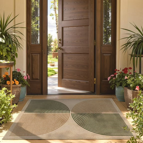 RUG ROBOT Modern Rainbow Easy Jute Rug, Patio Rug Washable Rugs for Entryway Farmhouse Area Rug, Non Slip Indoor Door Mat Contemporary Throw Rug for Laundry Guestroom Room Patio Decor