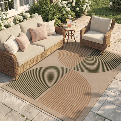 RUG ROBOT Easy Jute Rug, Washable Non Slip Area Rugs for Living Room, Modern Rainbow Indoor Outdoor Rugs, Farmhouse Carpet Natural Rug for Dining Room Bedroom Deck Porch