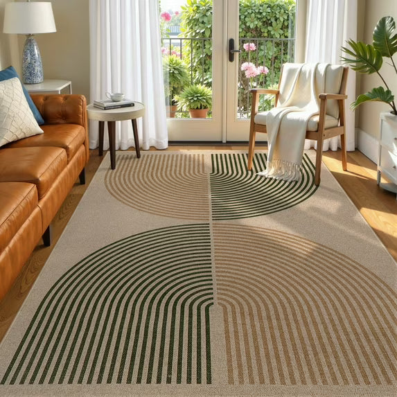 RUG ROBOT Modern Rainbow Easy Jute Rug, Patio Rug Washable Rugs for Entryway Farmhouse Area Rug, Non Slip Indoor Door Mat Contemporary Throw Rug for Laundry Guestroom Room Patio Decor