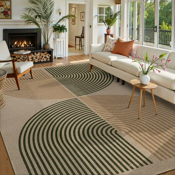 RUG ROBOT Modern Rainbow Easy Jute Rug, Patio Rug Washable Rugs for Entryway Farmhouse Area Rug, Non Slip Indoor Door Mat Contemporary Throw Rug for Laundry Guestroom Room Patio Decor