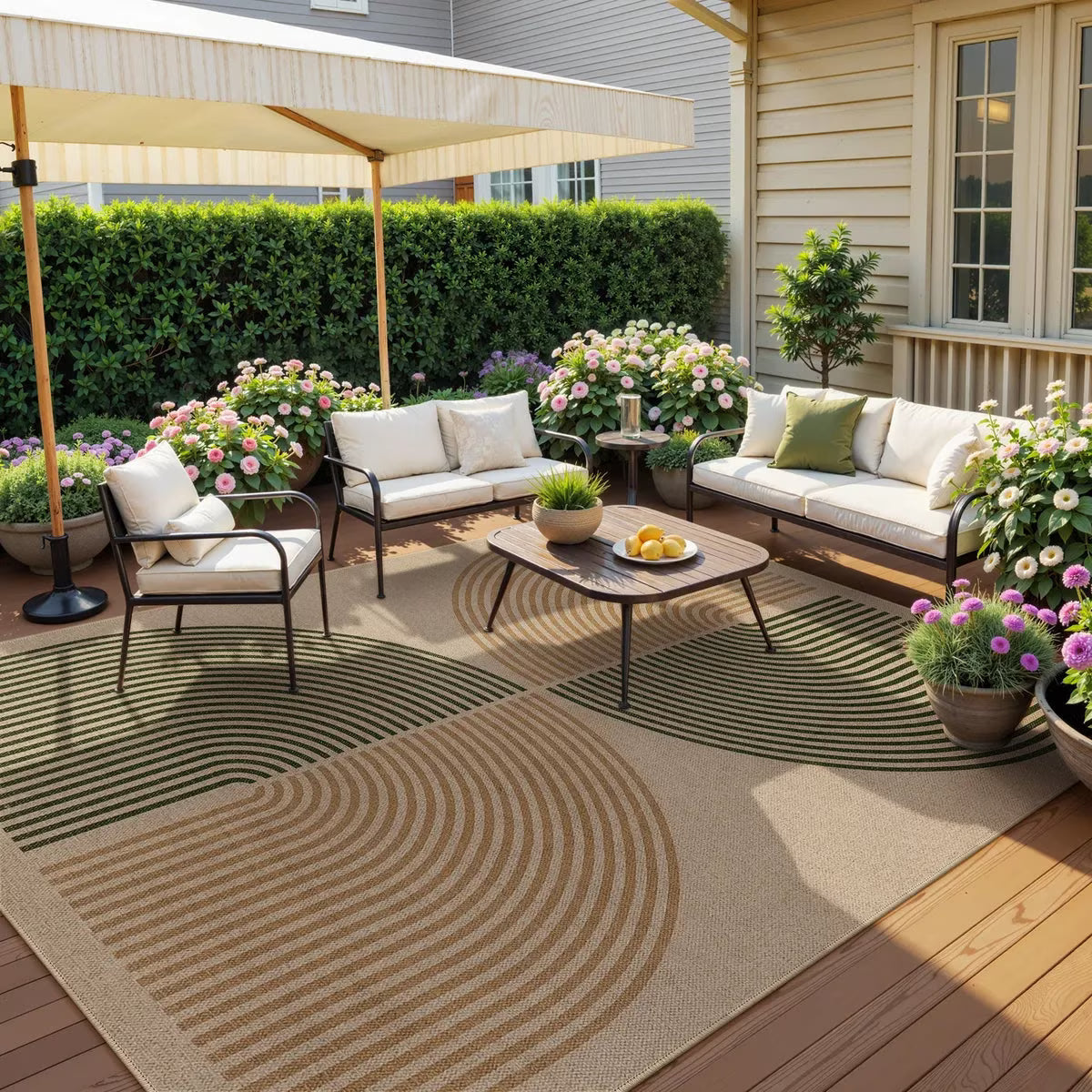 RUG ROBOT Easy Jute Rug, Washable Non Slip Area Rugs for Living Room, Modern Rainbow Indoor Outdoor Rugs, Farmhouse Carpet Natural Rug for Dining Room Bedroom Deck Porch