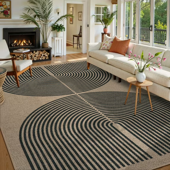 RUG ROBOT Modern Rainbow Easy Jute Rug, Patio Rug Washable Rugs for Entryway Farmhouse Area Rug, Non Slip Indoor Door Mat Contemporary Throw Rug for Laundry Guestroom Room Patio Decor