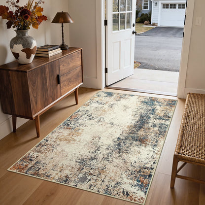 RUG ROBT Area Rugs for Living Room, Non-Slip Washable Rug, Indoor Soft Modern Abstract Distressed Accent Carpet for Bedroom, Dining Room, Kitchen