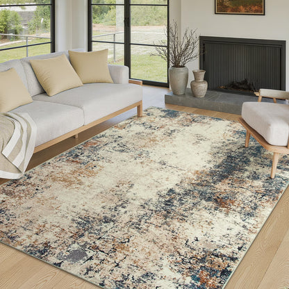 RUG ROBT Area Rugs for Living Room, Non-Slip Washable Rug, Indoor Soft Modern Abstract Distressed Accent Carpet for Bedroom, Dining Room, Kitchen