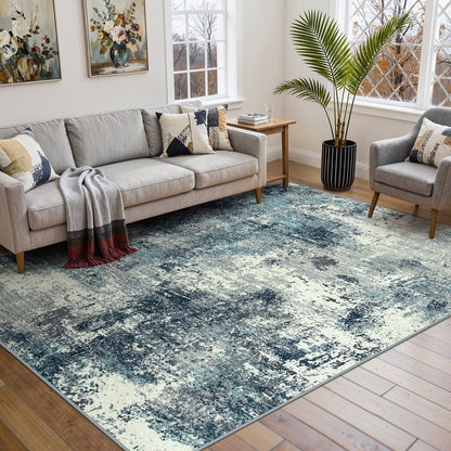 RUG ROBT Area Rugs for Living Room, Non-Slip Washable Rug, Indoor Soft Modern Abstract Distressed Accent Carpet for Bedroom, Dining Room, Kitchen