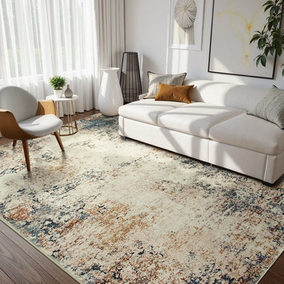 RUG ROBT Area Rugs for Living Room, Non-Slip Washable Rug, Indoor Soft Modern Abstract Distressed Accent Carpet for Bedroom, Dining Room, Kitchen