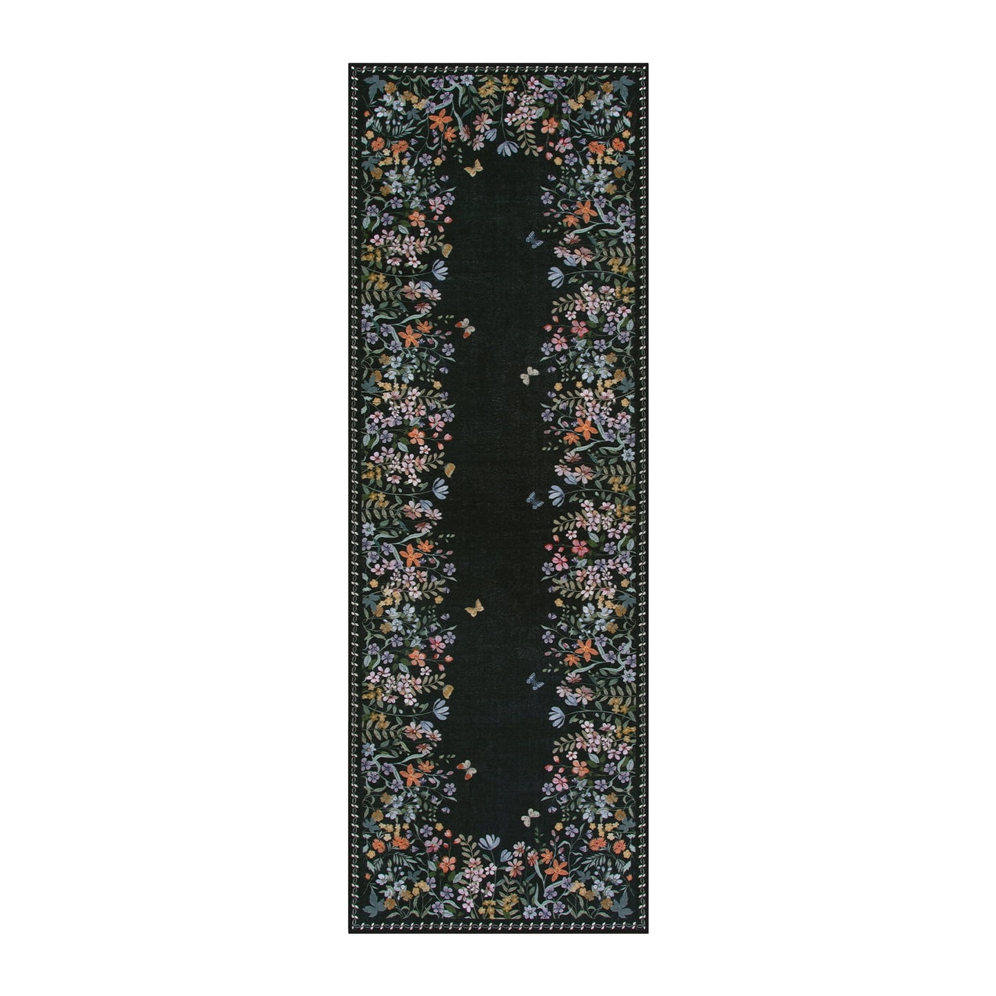 Wonnitar Floral Washable Rug, Rugs for Bedroom, Soft Low Pile Living Room Area Rug, Non-Slip Throw Carpet for Nursery Playroom