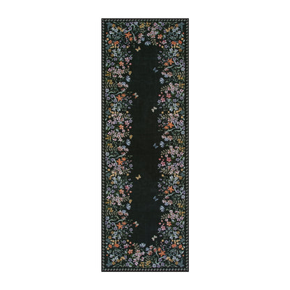Wonnitar Floral Washable Rug, Rugs for Bedroom, Soft Low Pile Living Room Area Rug, Non-Slip Throw Carpet for Nursery Playroom