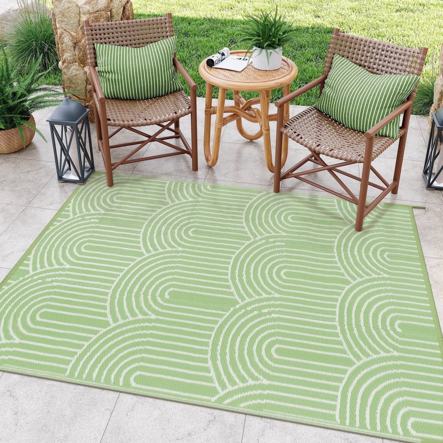 Wonnitar Outdoor Rug Patio Waterproof,Reversible Camping Rugs Plastic Straw Rv Rugs for Outside Under Awning,Portable Lightweight Carpet for Backyard
