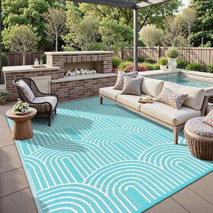 Wonnitar Outdoor Rug Patio Waterproof,Reversible Camping Rugs Plastic Straw Rv Rugs for Outside Under Awning,Portable Lightweight Carpet for Backyard