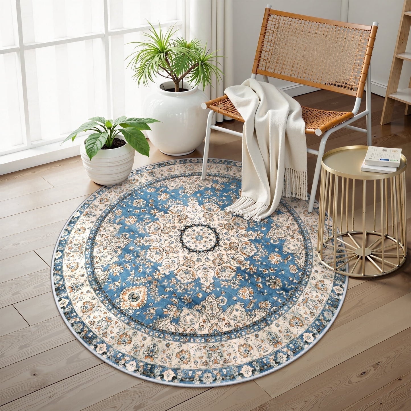 Wonnitar Boho Tribal Entryway Rug, Washable Area Rug for Kitchen Non Slip Stain Resistant, Low Pile Vintage Cottage Throw Rug for Bedroom Bathroom Laundry Room