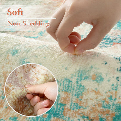 RUG ROBT Abstract 5'x7' Rug, Washable Colorful Bathroom Rug Non-Slip,Low-Pile Entryway Rug Indoor Mat,Soft Modern Throw Rug for Entrance Entry Kitchen Bedroom