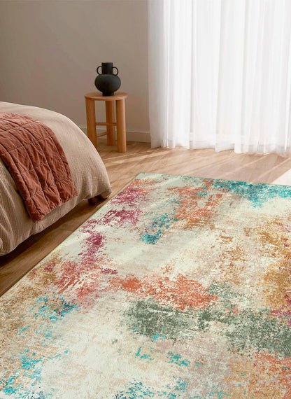 RUG ROBT Abstract 5'x7' Rug, Washable Colorful Bathroom Rug Non-Slip,Low-Pile Entryway Rug Indoor Mat,Soft Modern Throw Rug for Entrance Entry Kitchen Bedroom