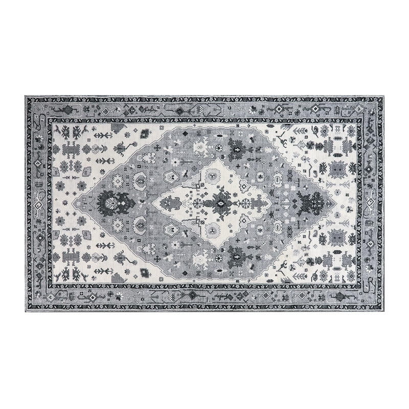 Wonnitar Boho Tribal Entryway Rug, Washable Area Rug for Kitchen Non Slip Stain Resistant, Low Pile Vintage Cottage Throw Rug for Bedroom Bathroom Laundry Room