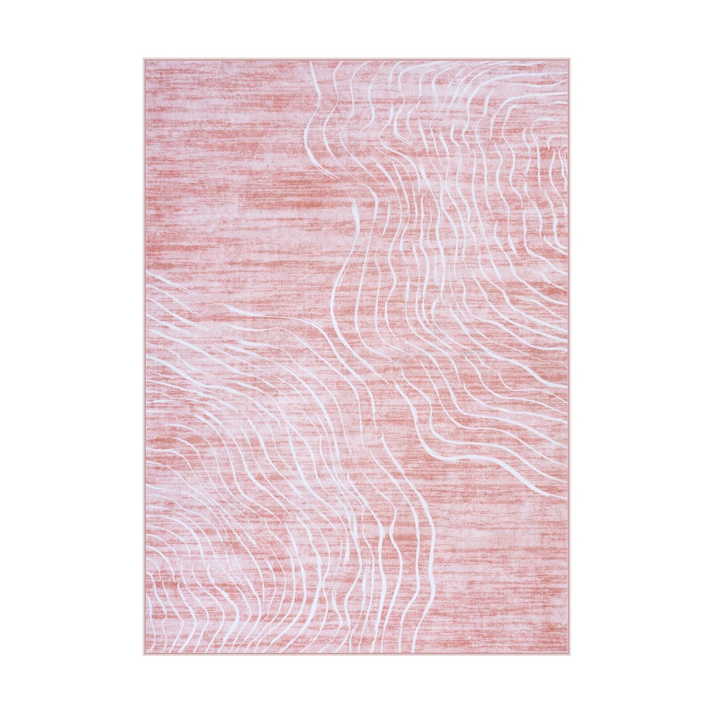 RUG ROBOT 5'x7' Abstract Area Rugs for Living Room, Soft Washable Pink Rugs for Girls Bedroom, Non-Slip Modern Wave Striped Large Accent Carpet for Dining Room Kitchen Nursery, Pink
