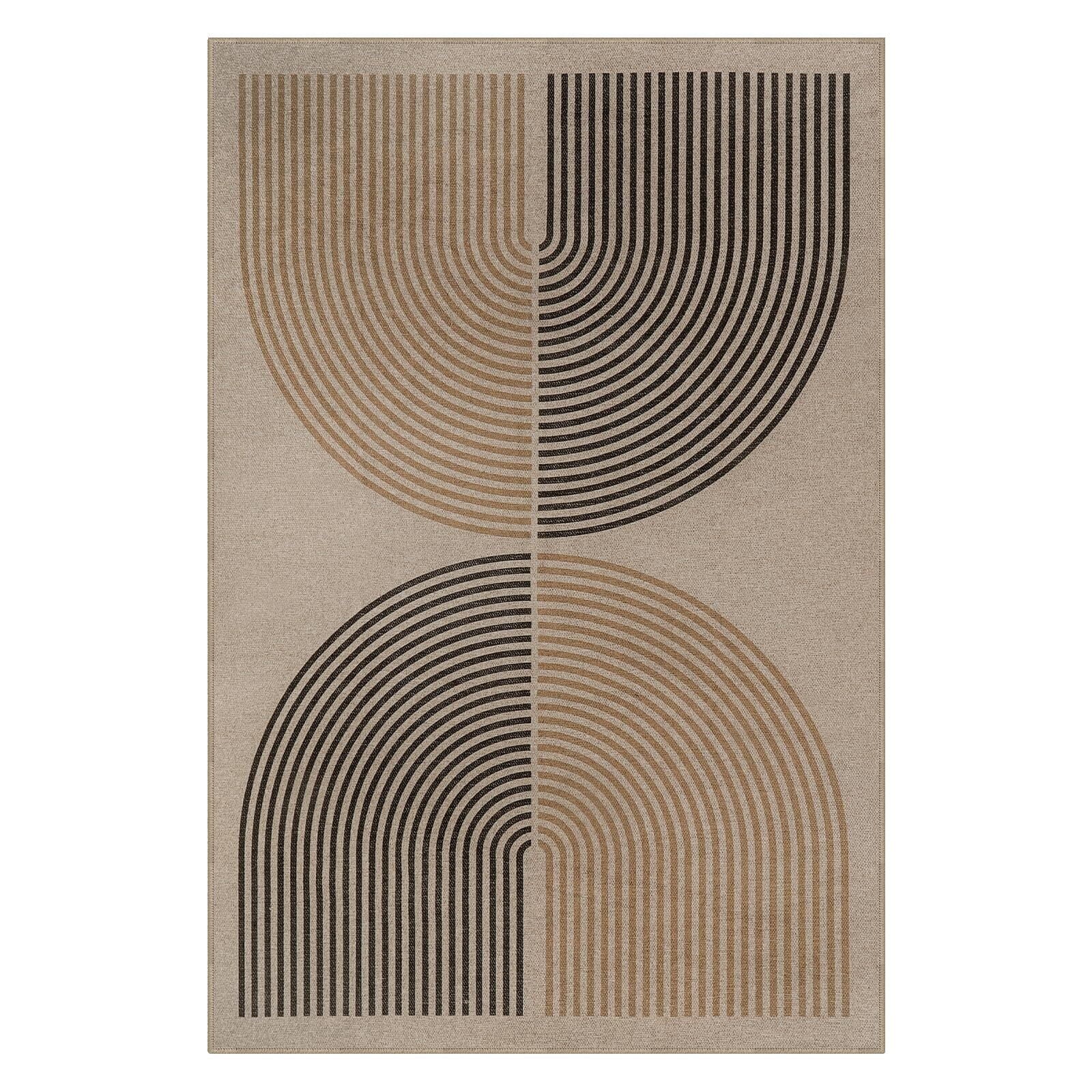 RUG ROBOT Modern Rainbow Easy Jute Rug, 4'x6' Patio Rug Washable Rugs for Entryway Farmhouse Area Rug, Non Slip Indoor Door Mat Contemporary Throw Rug for Laundry Guestroom Room Patio Decor