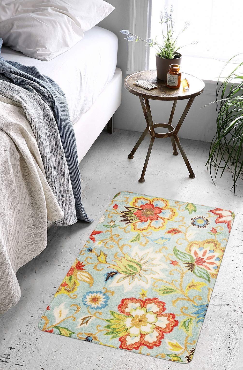 Lahome Collection Modern Floral Area Rug, Non-Slip Vintage Area Rug Accent Distressed Throw Rugs Floor Carpet for Living Room Bedrooms Decor, Paisley