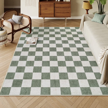 RUG ROBOT Washable Area Rugs for Living Room, Non-Slip Rugs for Bedroom, Farmhouse Checkered Rug, Soft Large Carpet for Kitchen Playroom