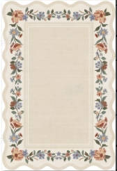 Lahome Floral Scalloped Area Rug for Living Room - Ultra-Thin Soft Washable Non-Slip Bedroom Stain Resistant Lightweight Boho Low-Pile Throw for Dining Room Office