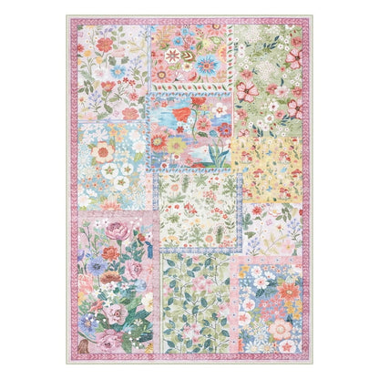 Wonnitar Area Rug Insect & Botanical Washable Rug - Soft Modern Rug for Bedroom, Non-Slip Ultra-Thin Stain Resistant Area Rug for Living Room, Nursery
