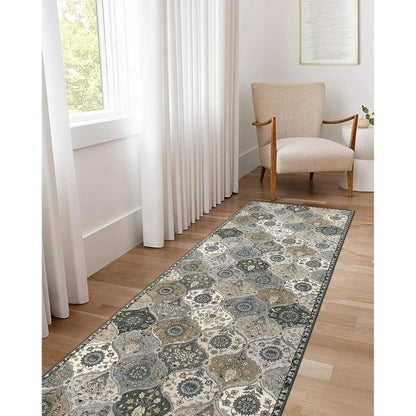 Moynesa Area Rug for Living Room Indoor Non-Slip Moroccan Trellis Washable Mat Large Oriental Accent Throw Rug for Kitchen Entryway Bathroom Bedroom Office Carpet