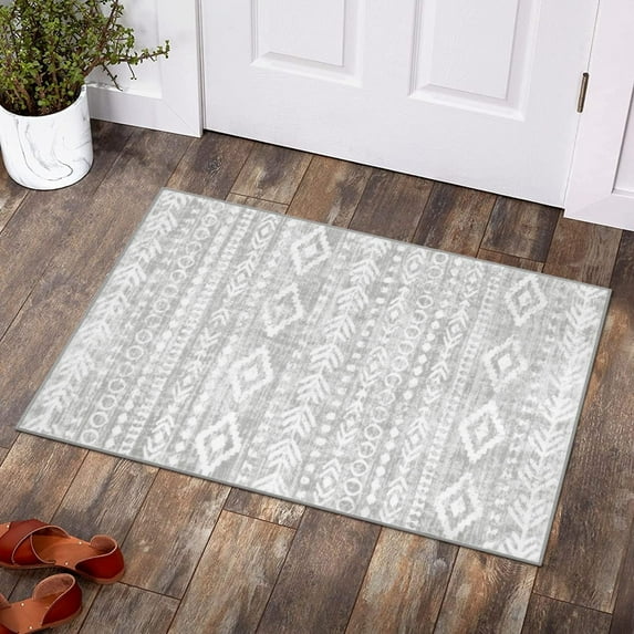 Moynesa Washable Kitchen Entrance Rug Non Slip, Entryway Rugs Soft Area Rugs for Living Room, Farmhouse Moroccan Small Carpet for Bathroom Beside Office