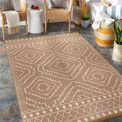 Lahome Portable Indoor/Outdoor Rug - Waterproof & Reversible Plastic Straw Mat for Patio, Deck, Balcony, Backyard, Picnic