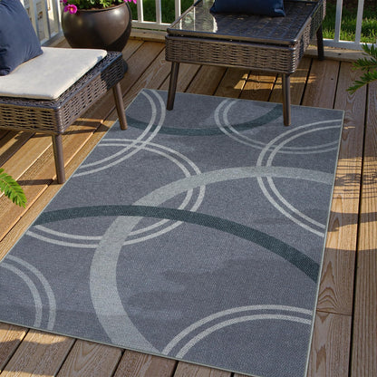 SUNDEREY Geometric Area Rug, Washable Circular Pattern Rug,Easy Jute Indoor Outdoor Carpet, Farmhouse Non Slip Floor Rug for Bedroom Dining Room Office Entrance Kitchen