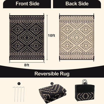Lahome Portable Indoor/Outdoor Rug - Waterproof & Reversible Plastic Straw Mat for Patio, Deck, Balcony, Backyard, Picnic