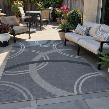 SUNDEREY Geometric Area Rug, Washable Circular Pattern Rug,Easy Jute Indoor Outdoor Carpet, Farmhouse Non Slip Floor Rug for Bedroom Dining Room Office Entrance Kitchen