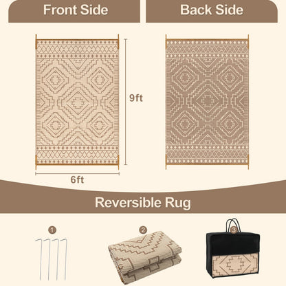 Lahome Portable Indoor/Outdoor Rug - Waterproof & Reversible Plastic Straw Mat for Patio, Deck, Balcony, Backyard, Picnic