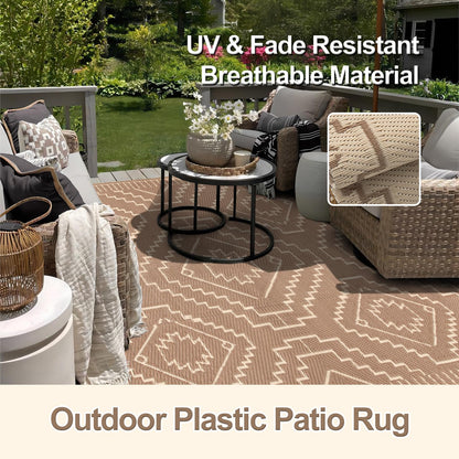 Lahome Portable Indoor/Outdoor Rug - Waterproof & Reversible Plastic Straw Mat for Patio, Deck, Balcony, Backyard, Picnic