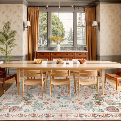 SUNDEREY Floral Washable Rugs, Boho Area Rug for Living Room, Soft Large Bedroom Rug Under Bed, Flower Non Slip Ultra Thin Carpet for Dining Room Nursery Office