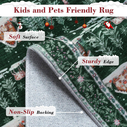 SUNDEREY Christmas Runner Rug Rug Runner for Entryway, Washable Non Slip Hallway Rugs, Stain Resistant Kitchen Rugs, Xmas Holiday Decor for Bathroom Bedside Carpet