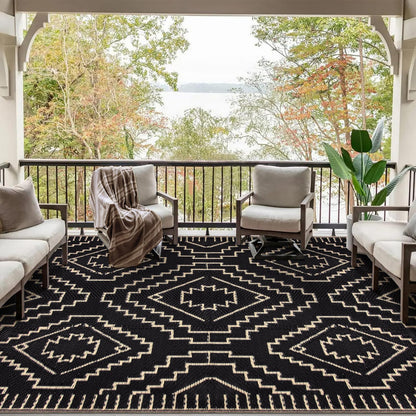 Lahome Portable Indoor/Outdoor Rug - Waterproof & Reversible Plastic Straw Mat for Patio, Deck, Balcony, Backyard, Picnic