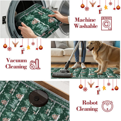 SUNDEREY Christmas Runner Rug Rug Runner for Entryway, Washable Non Slip Hallway Rugs, Stain Resistant Kitchen Rugs, Xmas Holiday Decor for Bathroom Bedside Carpet