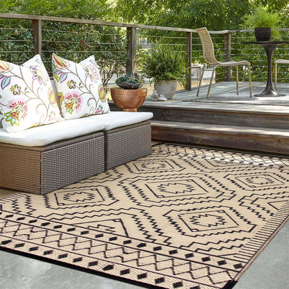 Lahome Portable Indoor/Outdoor Rug - Waterproof & Reversible Plastic Straw Mat for Patio, Deck, Balcony, Backyard, Picnic