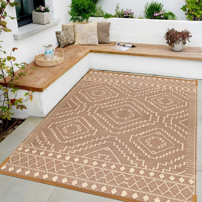 Lahome Portable Indoor/Outdoor Rug - Waterproof & Reversible Plastic Straw Mat for Patio, Deck, Balcony, Backyard, Picnic