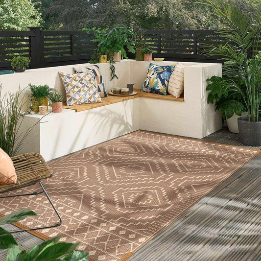 Lahome Portable Indoor/Outdoor Rug - Waterproof & Reversible Plastic Straw Mat for Patio, Deck, Balcony, Backyard, Picnic